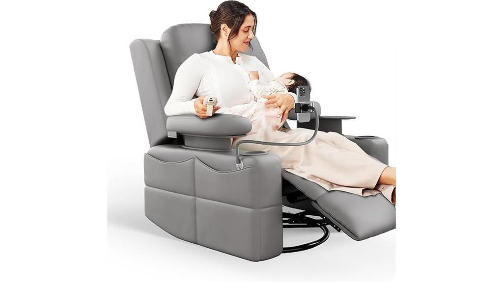 adjustable armrest nursery rocker