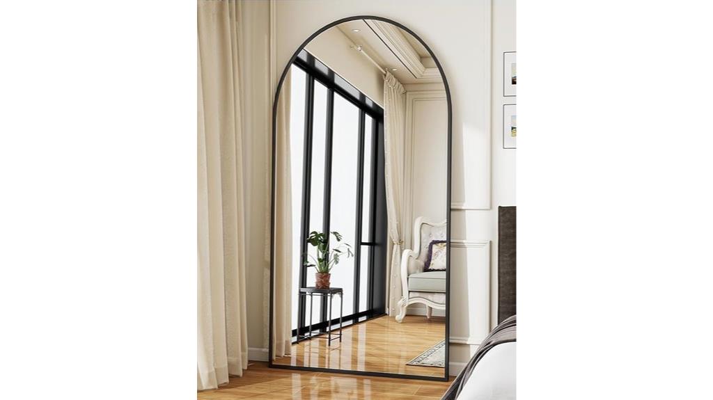 arched aluminum full length mirror