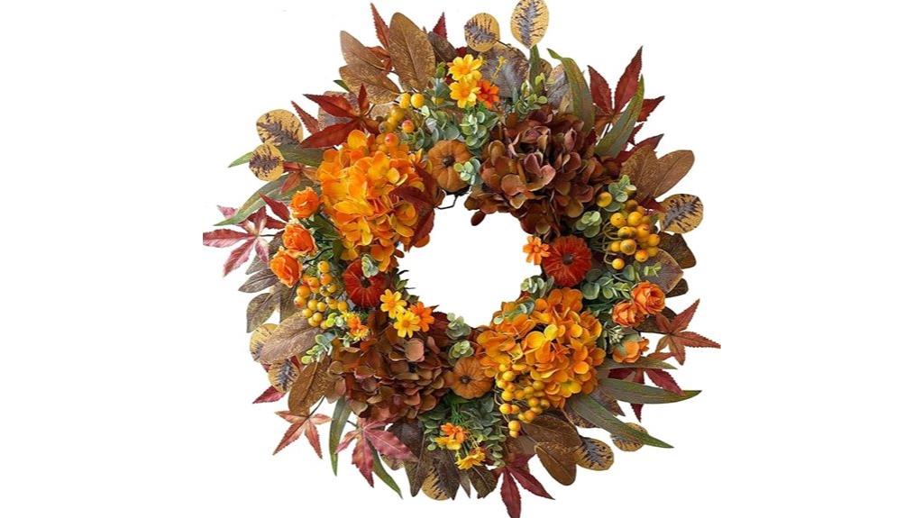 autumn hydrangea pumpkin wreath