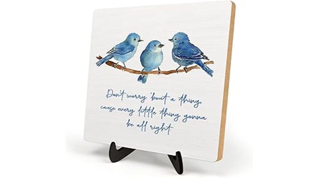 birds watercolor wooden sign