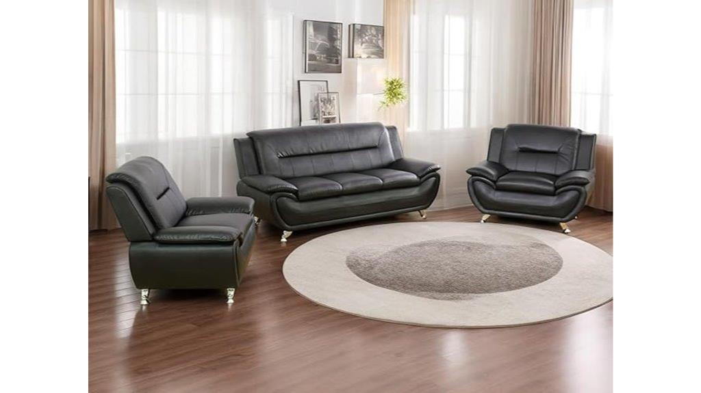 black 3 piece leather sofa
