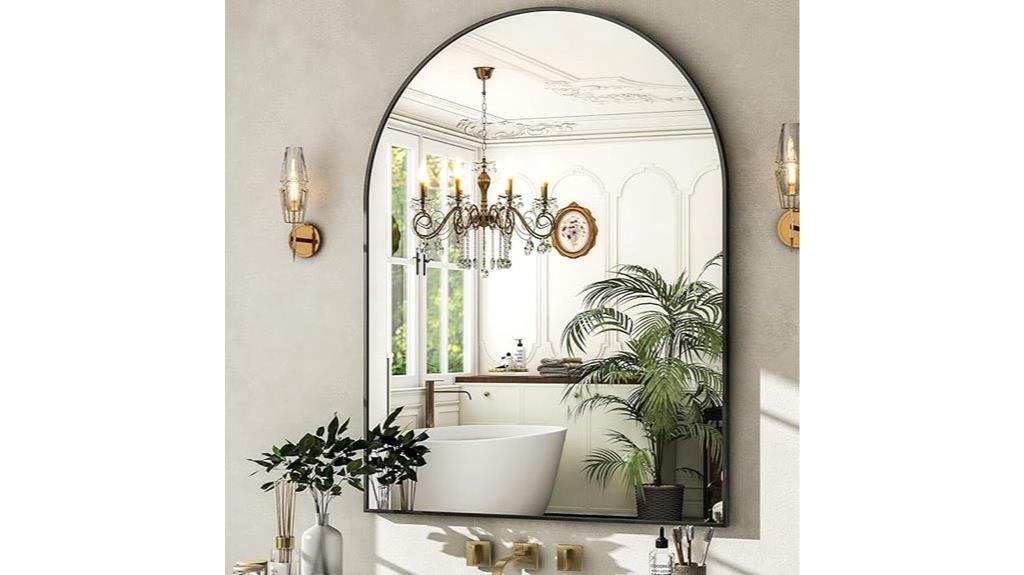 black arched wall mirror