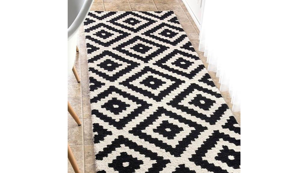 black wool runner rug