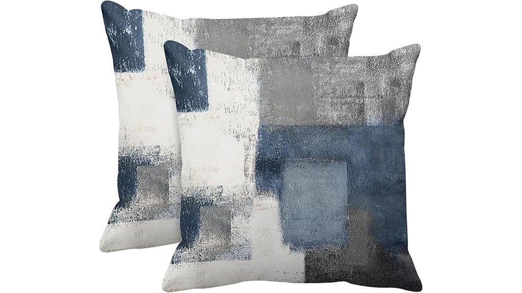 blue grey lumbar pillow covers