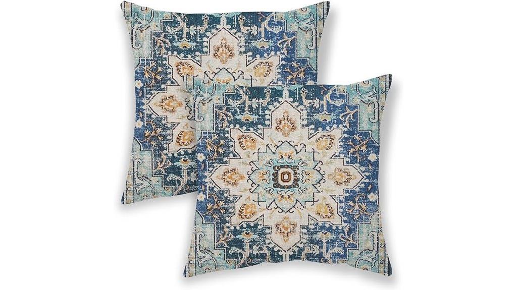 boho blue teal pillows