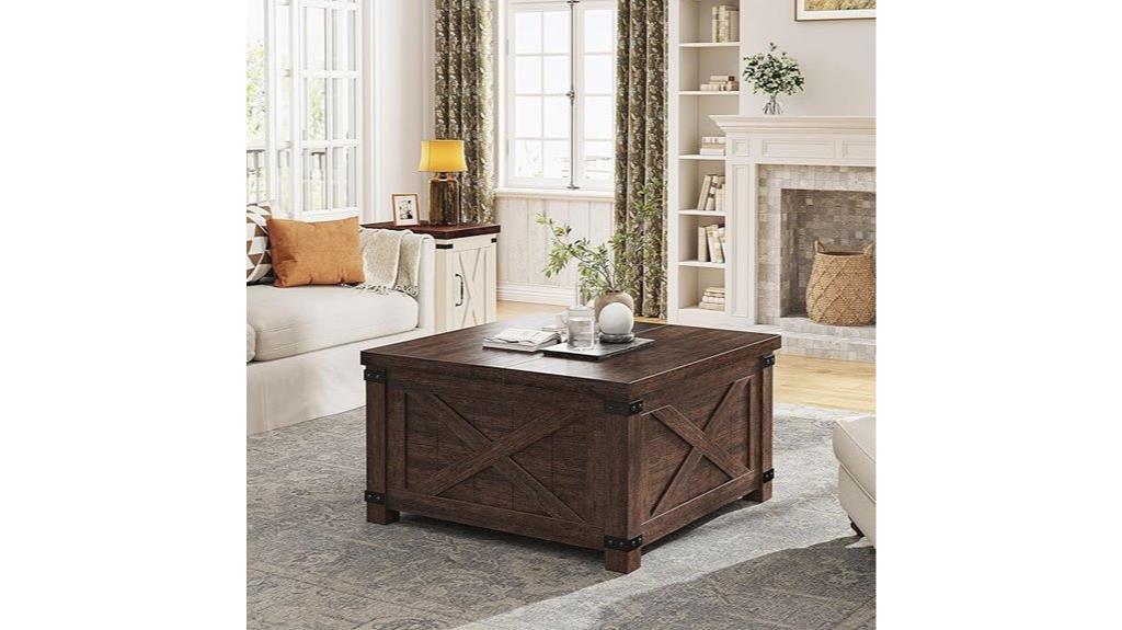 brown lift top coffee table