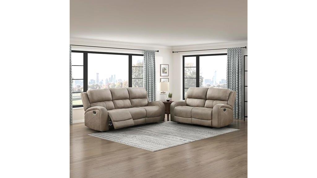 brown microfiber reclining sofa