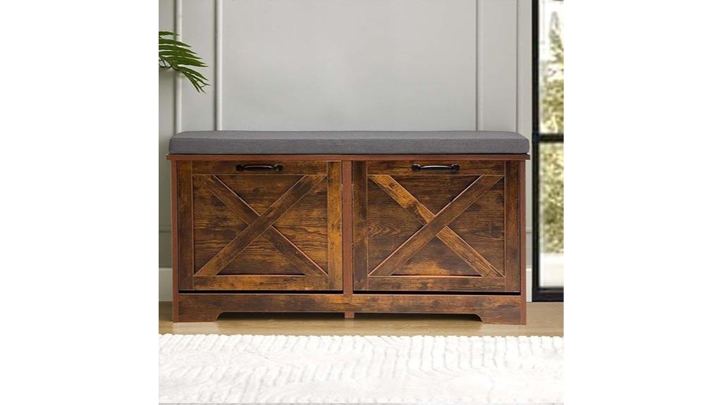 brown shoe storage bench