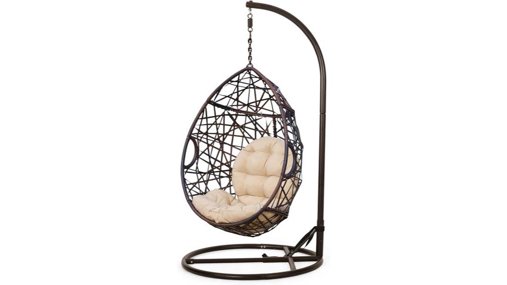 brown wicker hanging chair