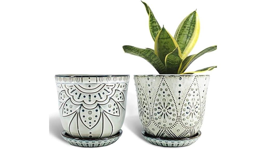 ceramic beaded planter set