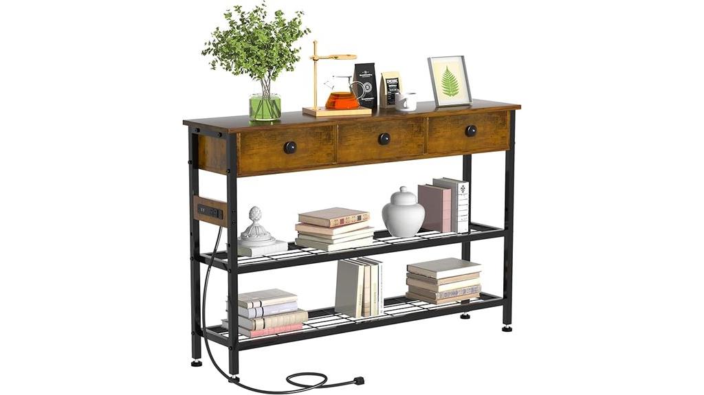 console table with outlets