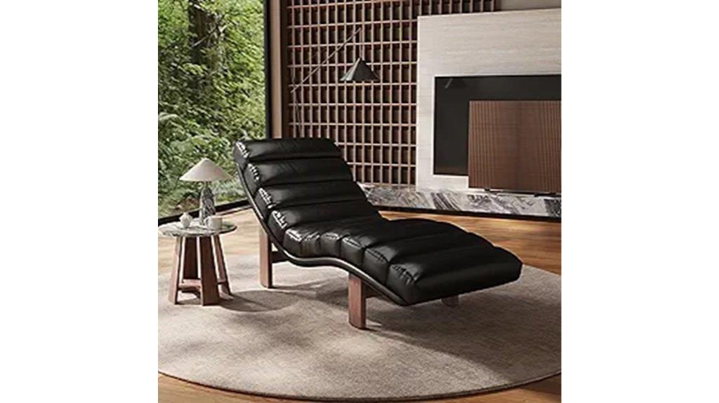 contemporary wooden leg chaise