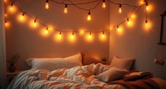 cozy bedroom string lighting