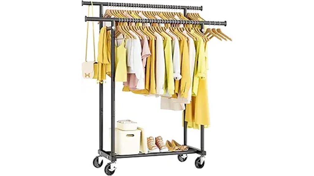 double rod rolling clothes rack
