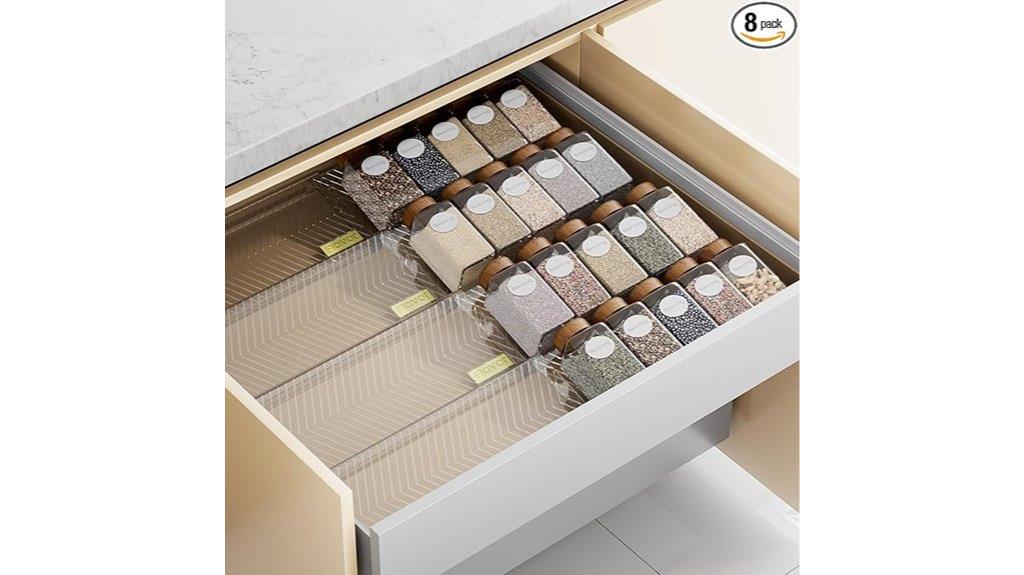 eight clear spice racks