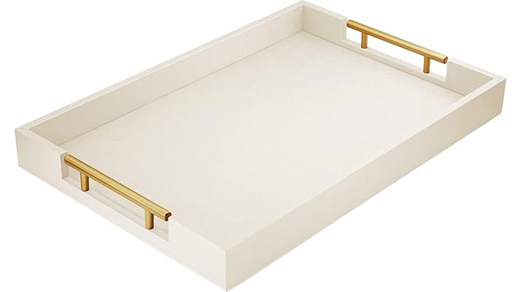 elegant wooden tray with gold