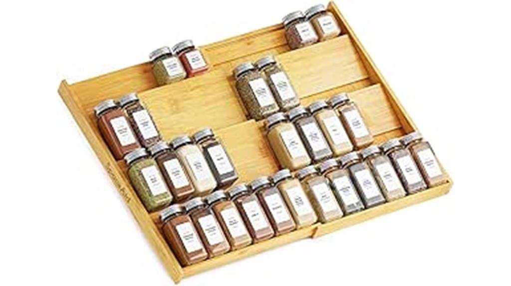 expandable bamboo spice drawer