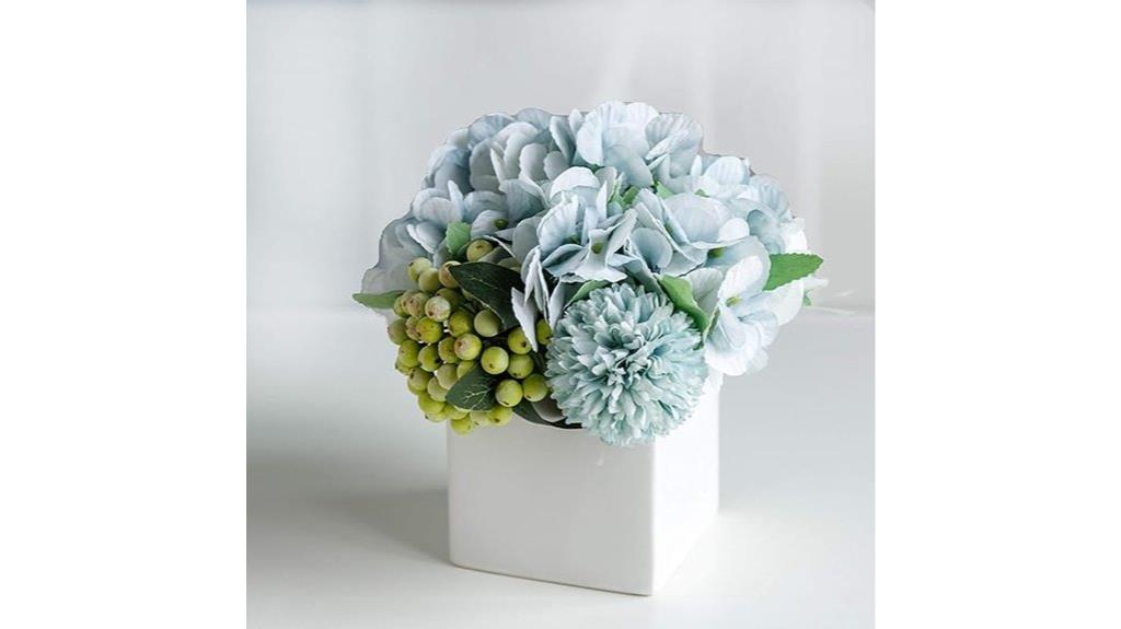 fake hydrangea flower arrangement