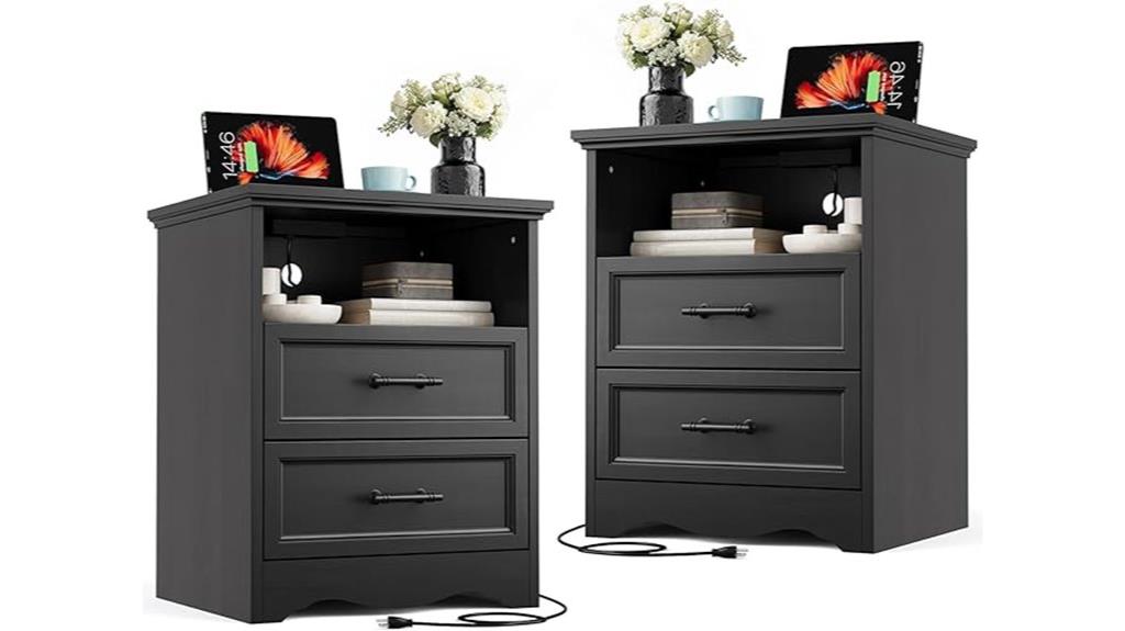 farmhouse nightstands with charging