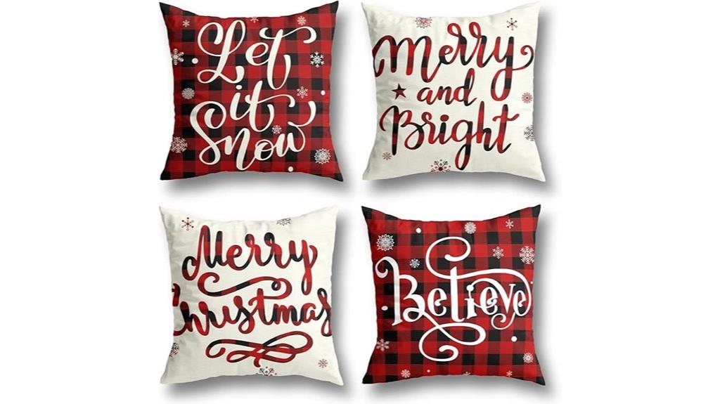 festive buffalo plaid pillows