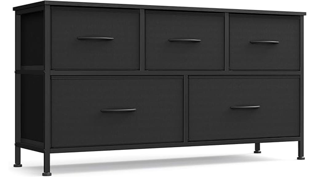 five drawer fabric dresser