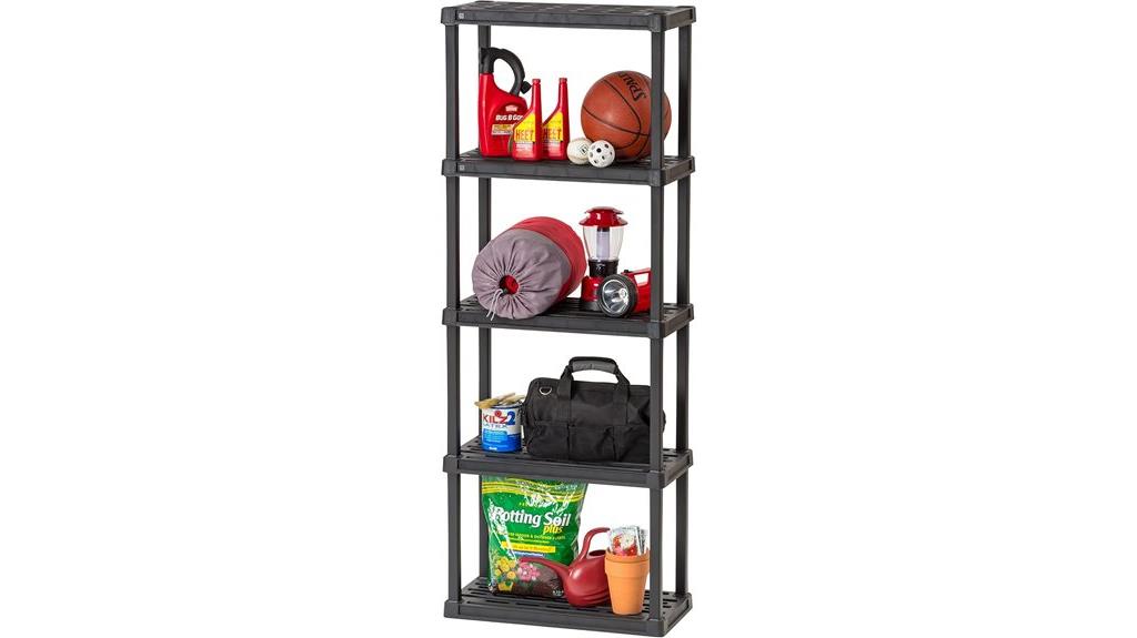 five tier plastic shelving