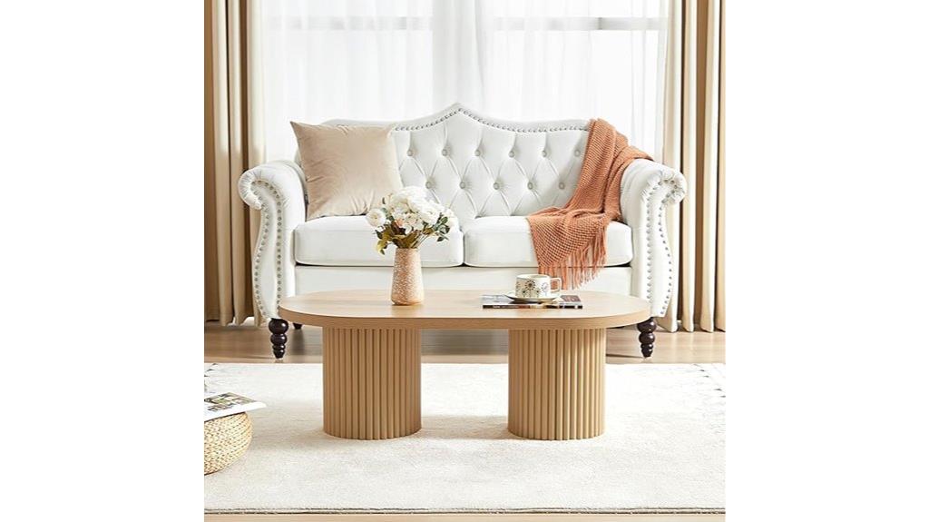 fluted oval coffee table