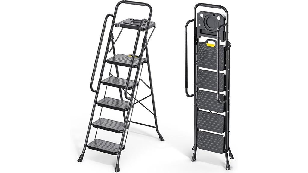 foldable ladder with safety features