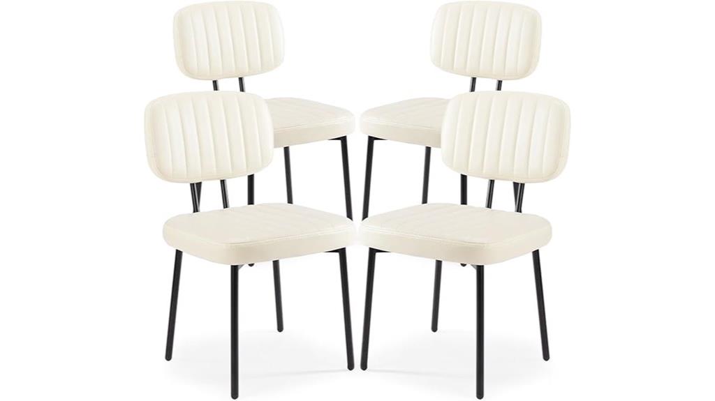 four faux leather dining chairs
