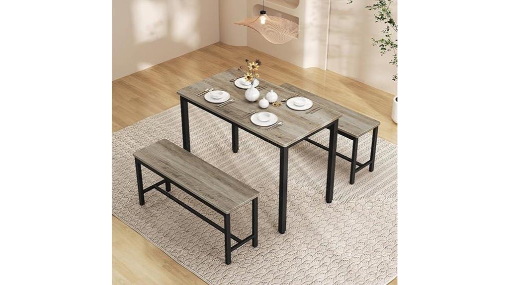 four person table with benches