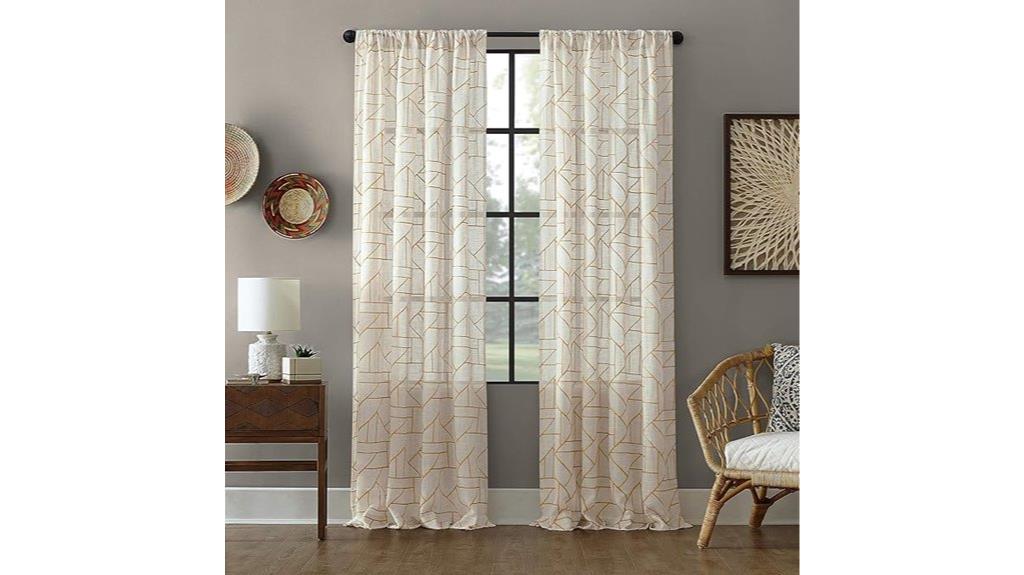 geometric embroidery curtain panel