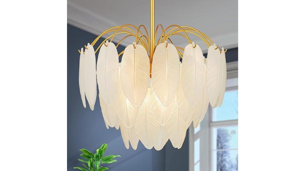 gold feather chandelier adjustable