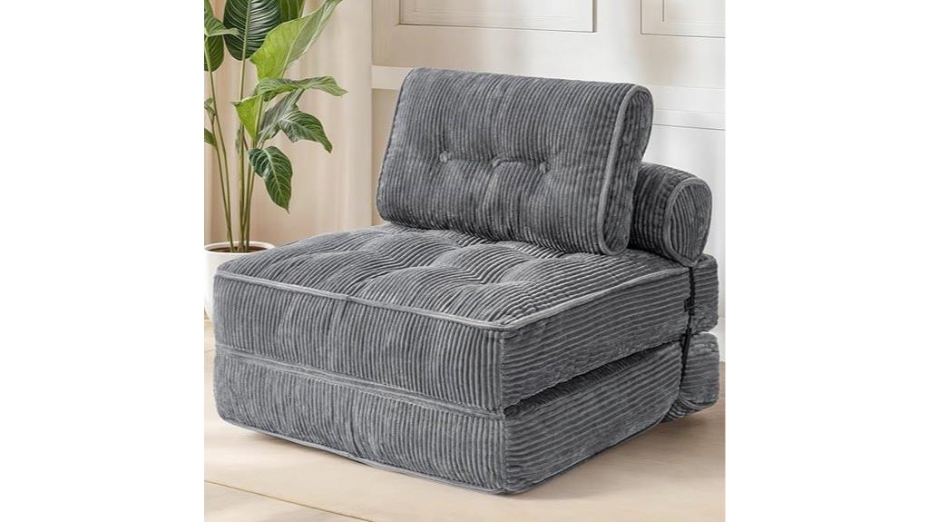 gray folding convertible sofa