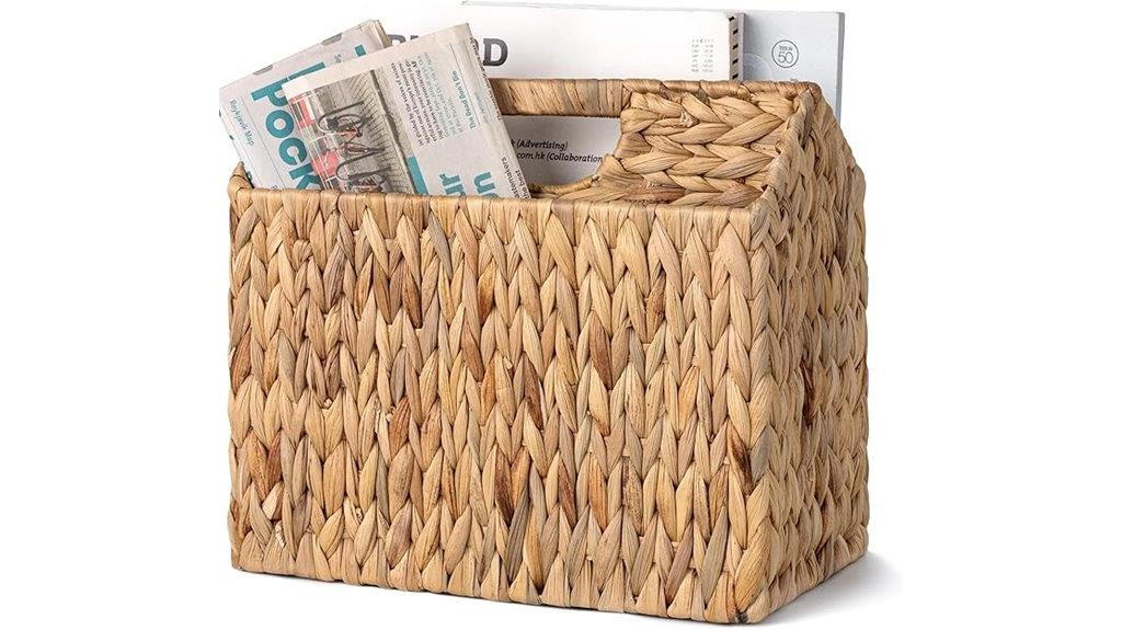 hand woven divided magazine basket