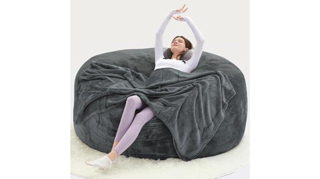 large dark gray bean bag