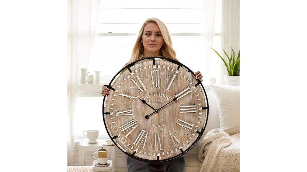 large silent farmhouse clock