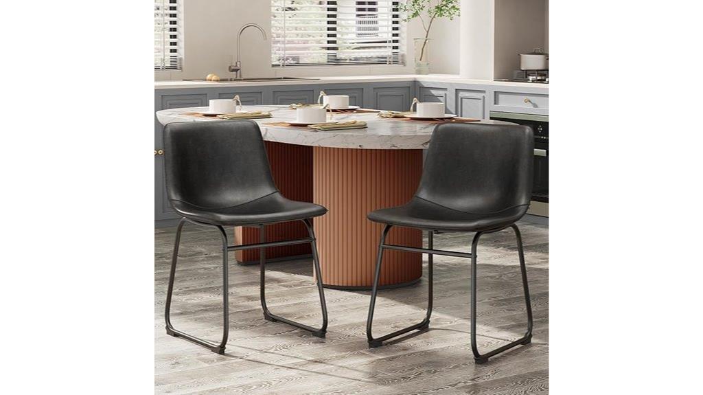 leather dining chair pair