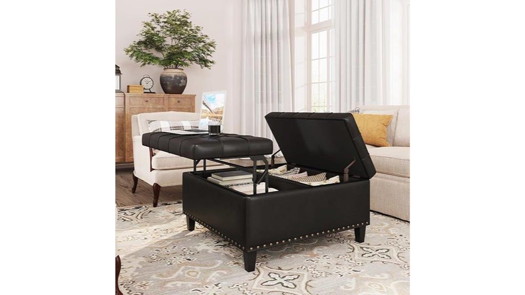 leather square storage ottoman