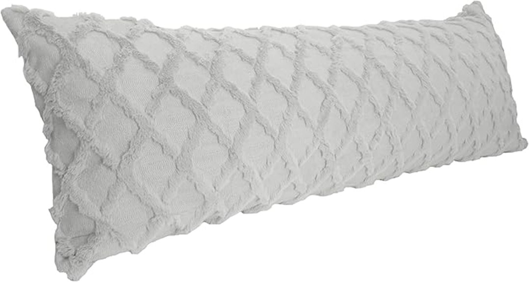 light gray embroidered lumbar pillow
