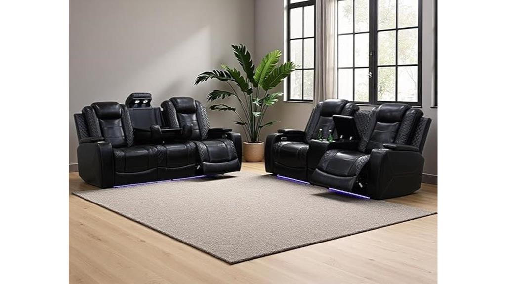 luxury leather recliner set