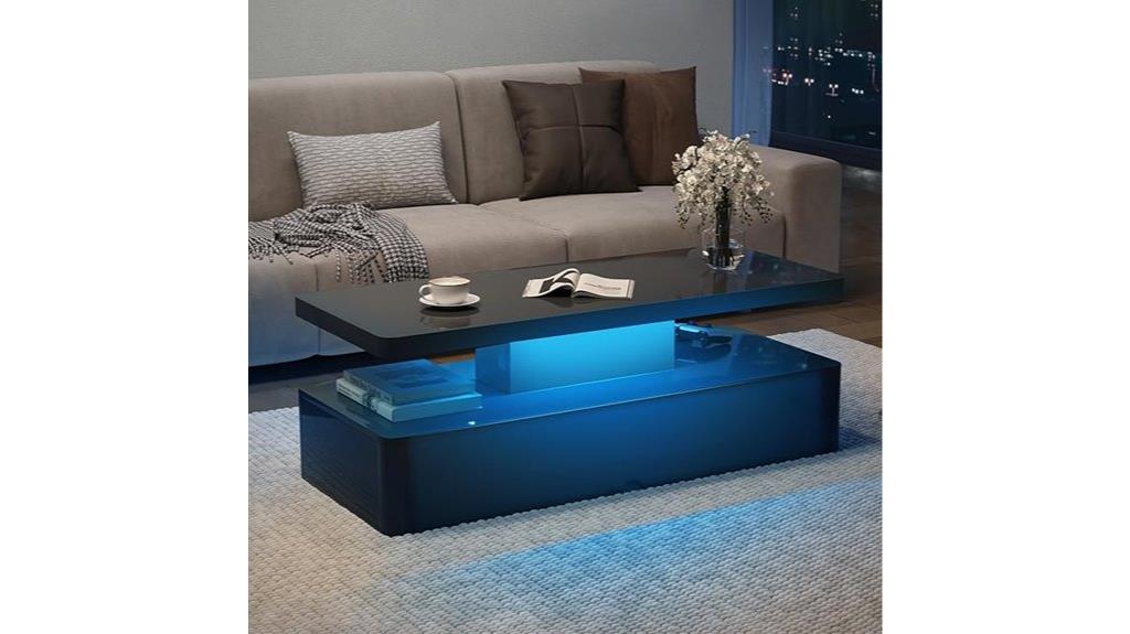 modern led lit storage table