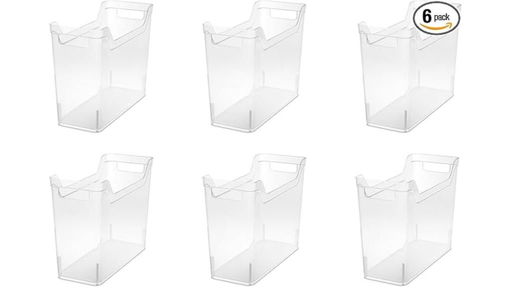 narrow handle storage bins
