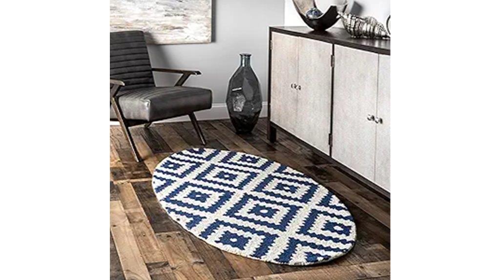navy geometric wool rug
