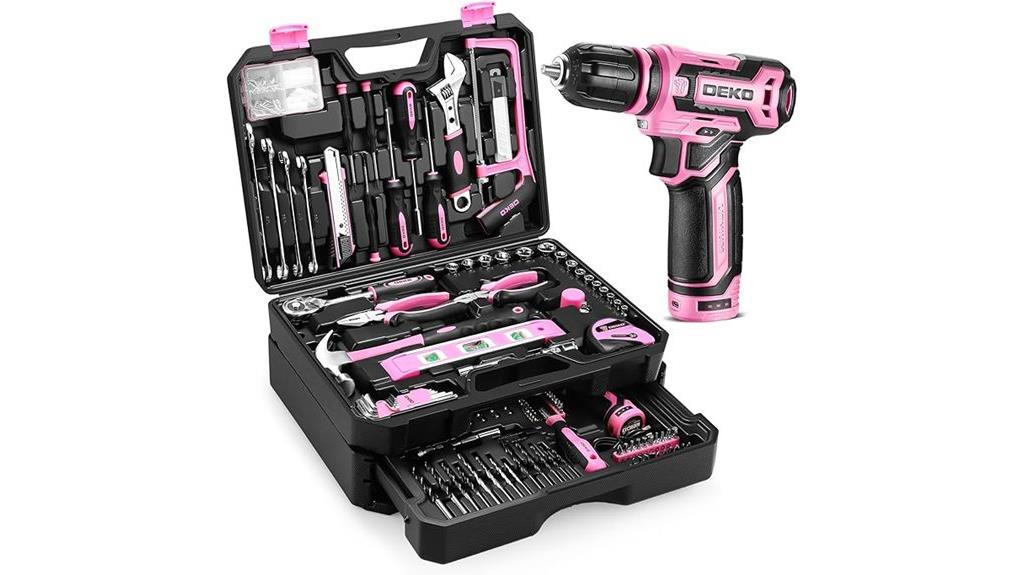pink cordless drill set