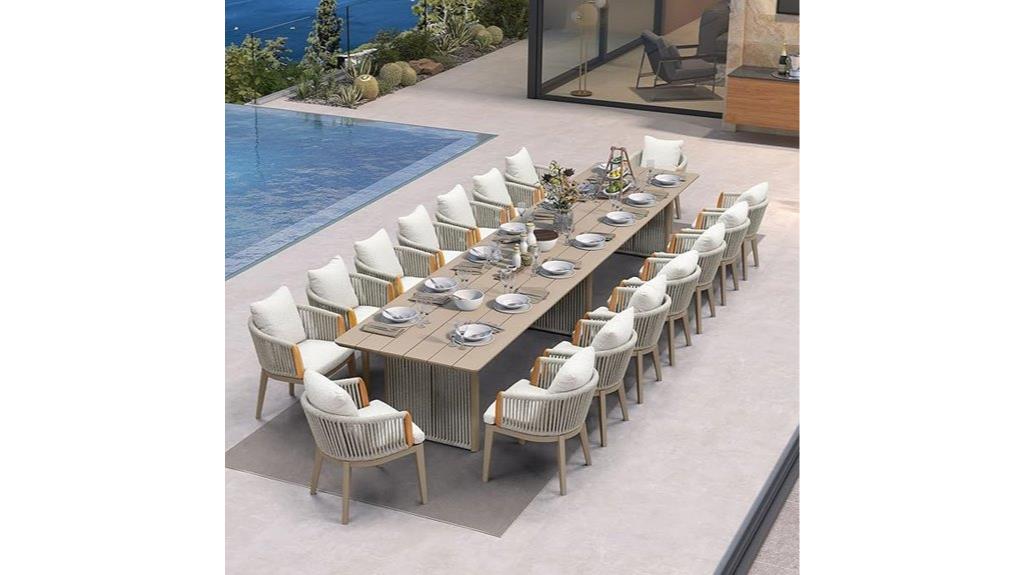 purple leaf 17 piece outdoor dining set