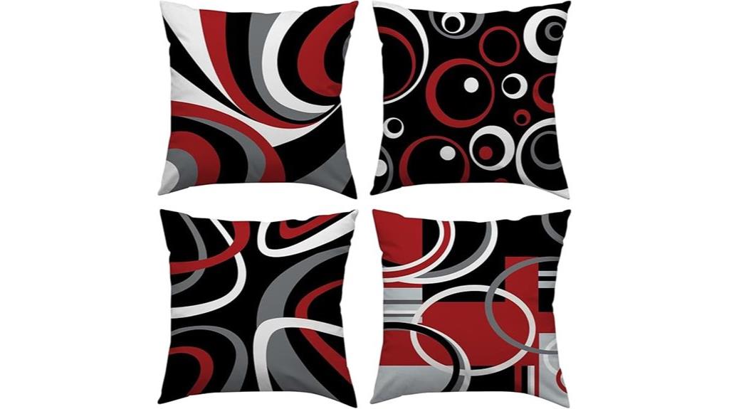 red black grey pillow set