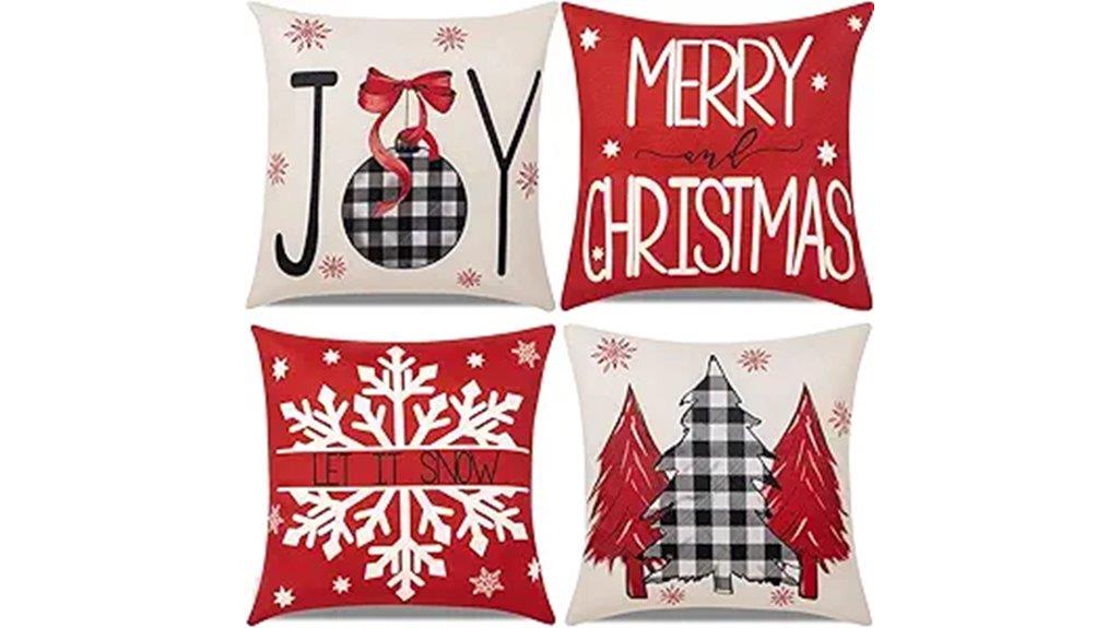 red holiday pillow set