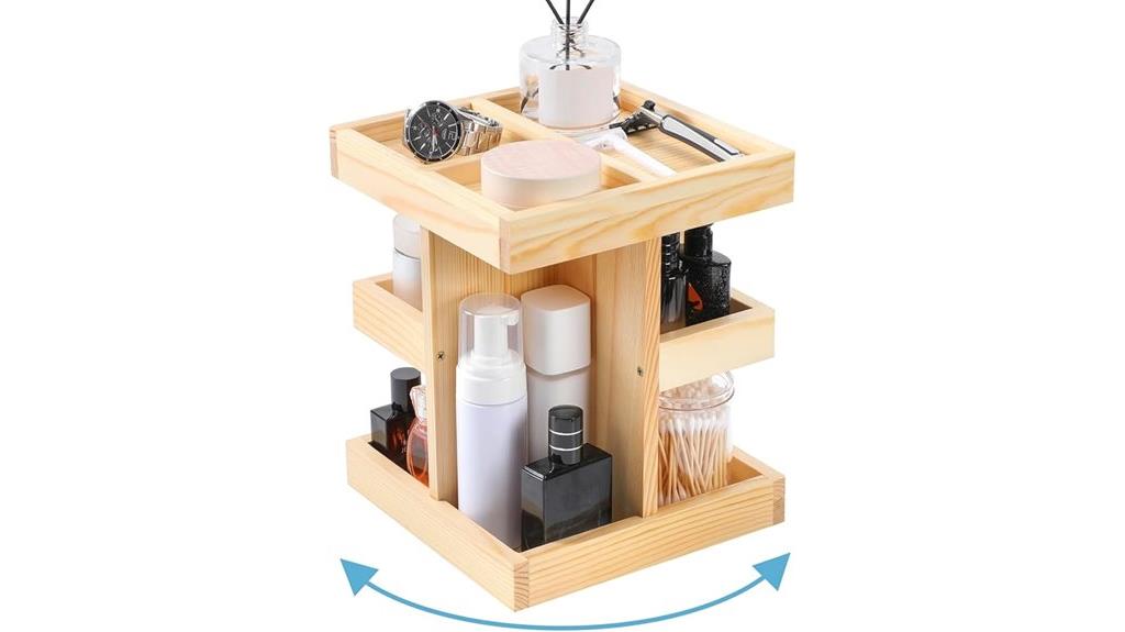 rotating solid wood organizer