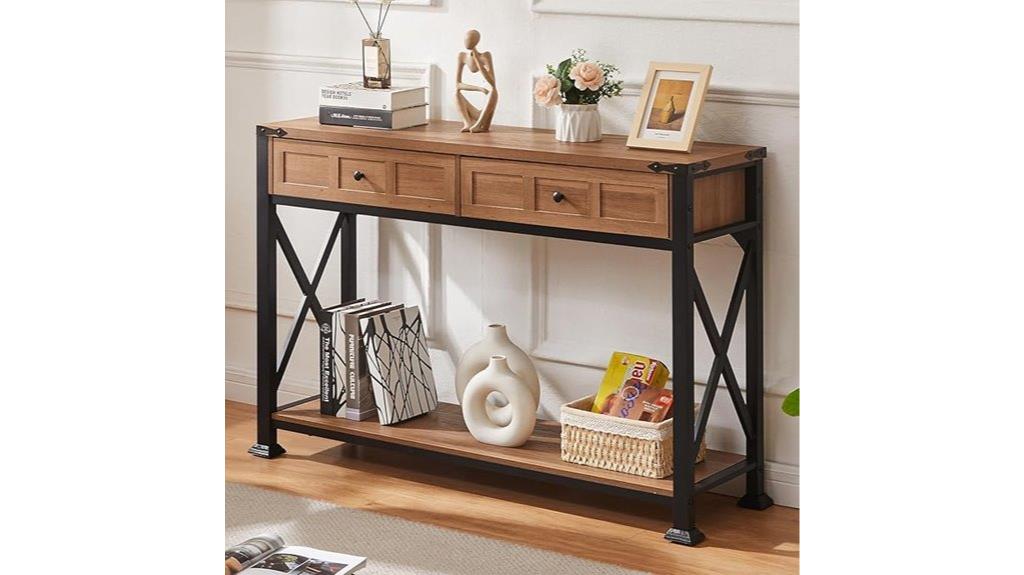 rustic entry table with drawers