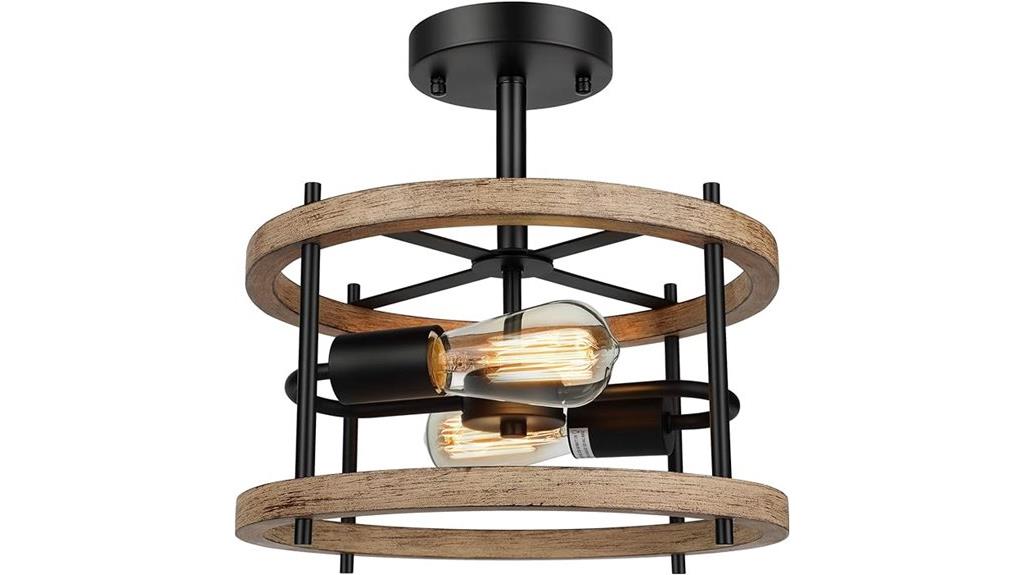 rustic two light ceiling fixture